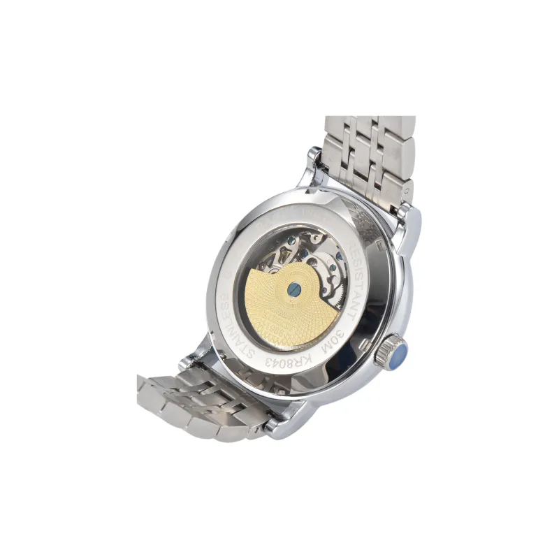 KUERST Automatic Mechanical Movement Steel Strap Watch Men's Watches Cut Out Dial-2