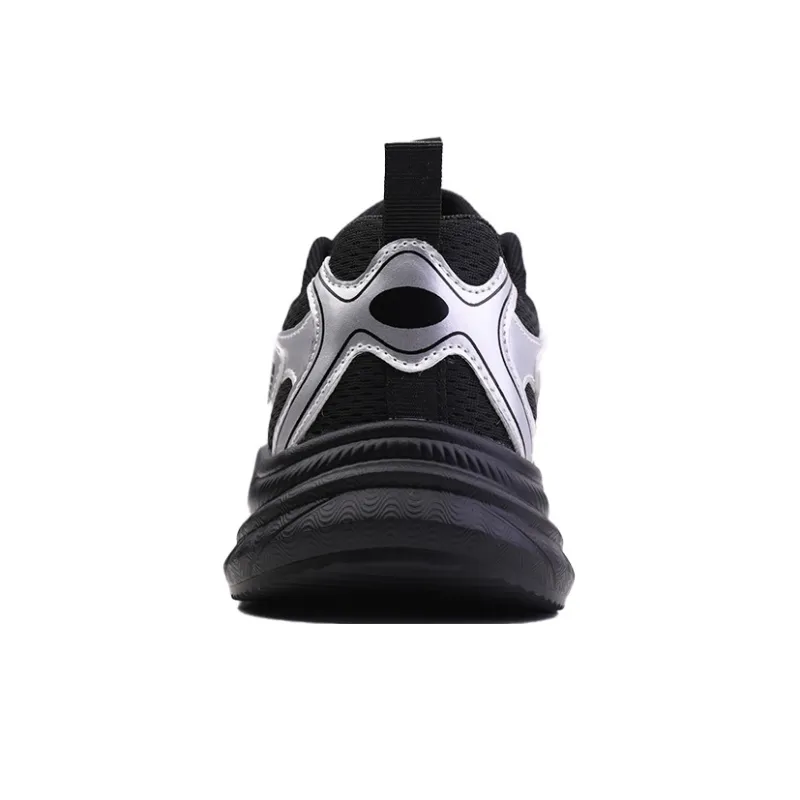 Warrior Anti Slip And Wear Resistant Height Increasing Low Top Chunky Sneakers Women's Silver Black-4