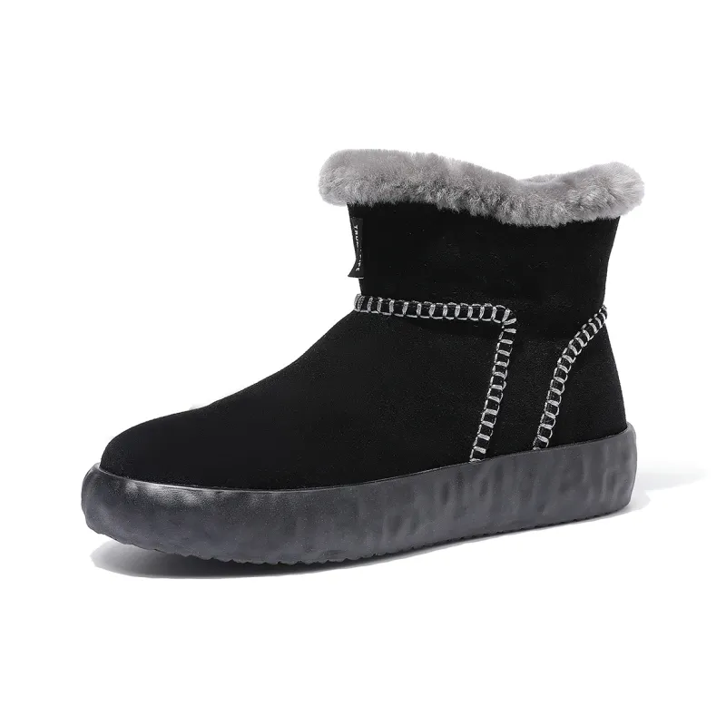 TRUMPPIPE Warm Wear Resistant Slip Resistant Short Snow Boots Men's Black-1