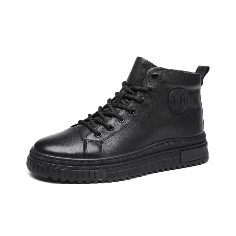 Devanro 9.5cm Martin Boot 4cm Men's Black-0