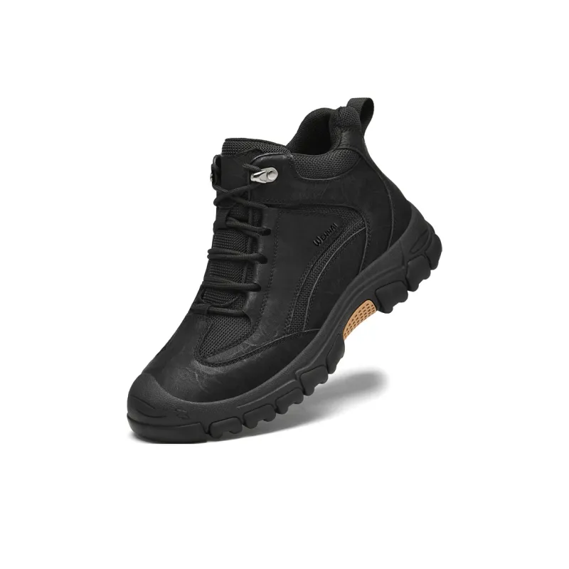 Wen Nai Wear Resistant Cushioning Height Increasing Slip Resistant Short Outdoor Boots Men's Black-2