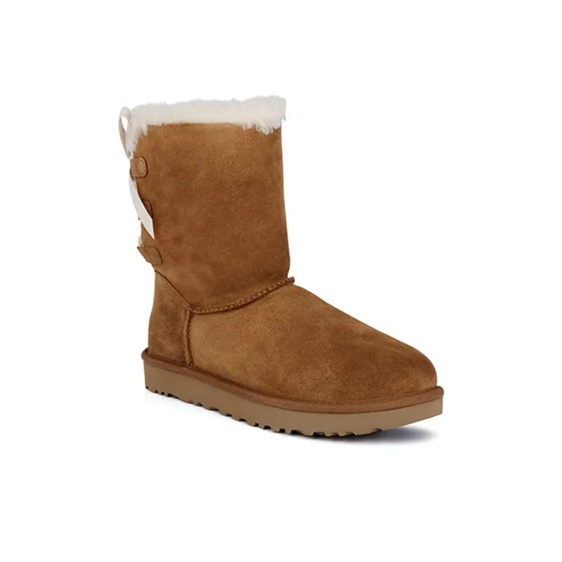 UGG Short Bow Stiefel Fleece Lined Brown Women's-2
