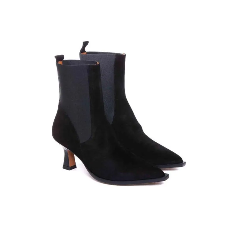 ANGEL ALARCON Short Chelsea Boots 6cm Women's Black-1