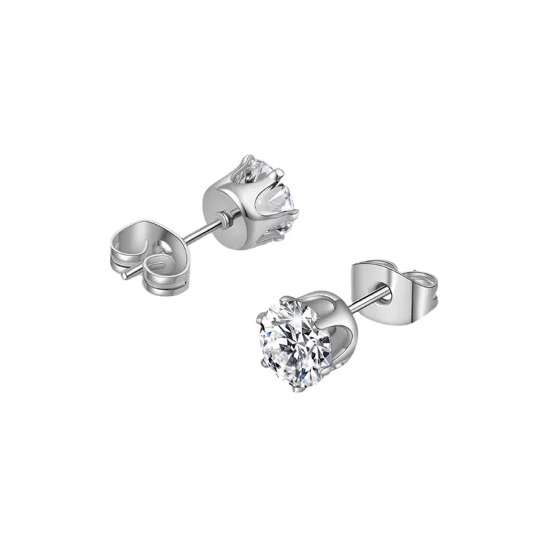 JIBAINANXI Stainless Steel Zircon Stud Earrings Unisex-0