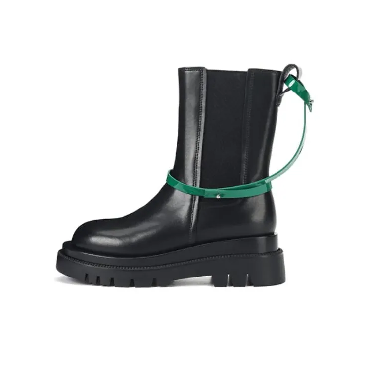 SATURDAY MODE Chelsea Boots Women's Red Brown/Black-2