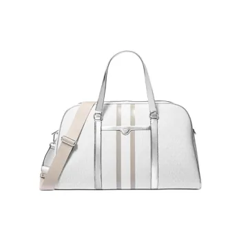MICHAEL KORS Jet Set Travel Coated Canvas Portable Crossbody Travel Bag Women's Silver