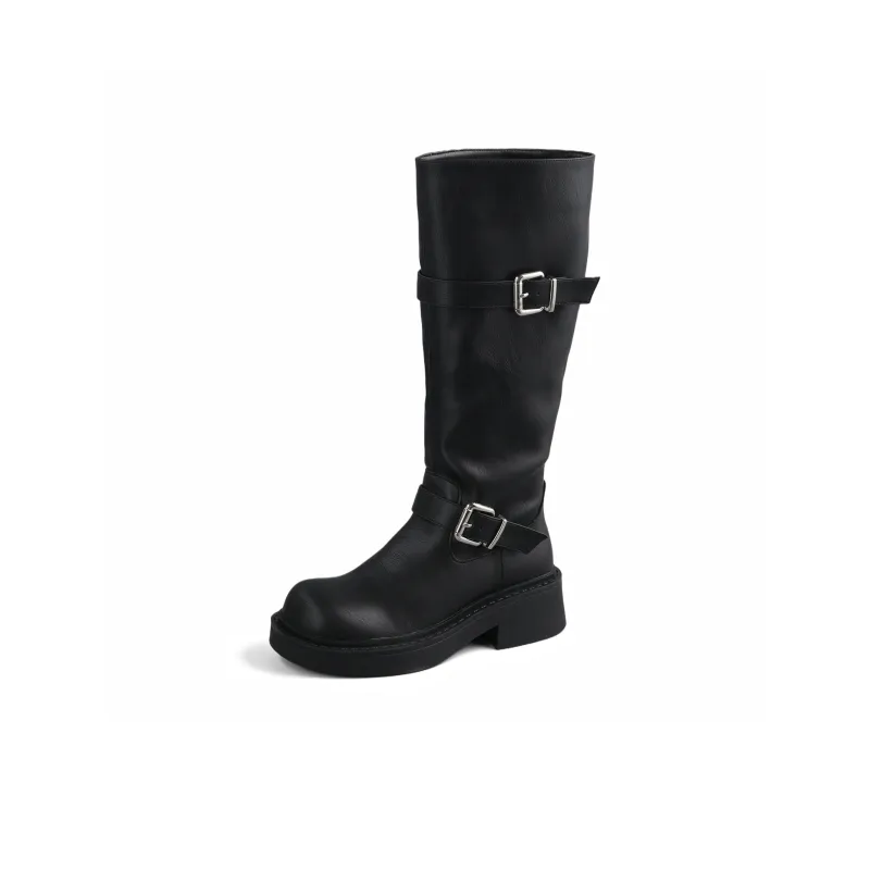DOLIN COLLECTION Niche Square Buckle Vintage Long Shaft Boots Women's-1