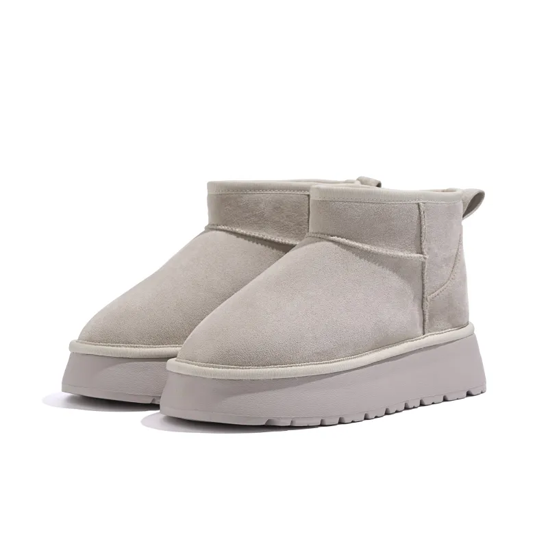 HUANQIU Crew Snow Boots Women's Beige-2