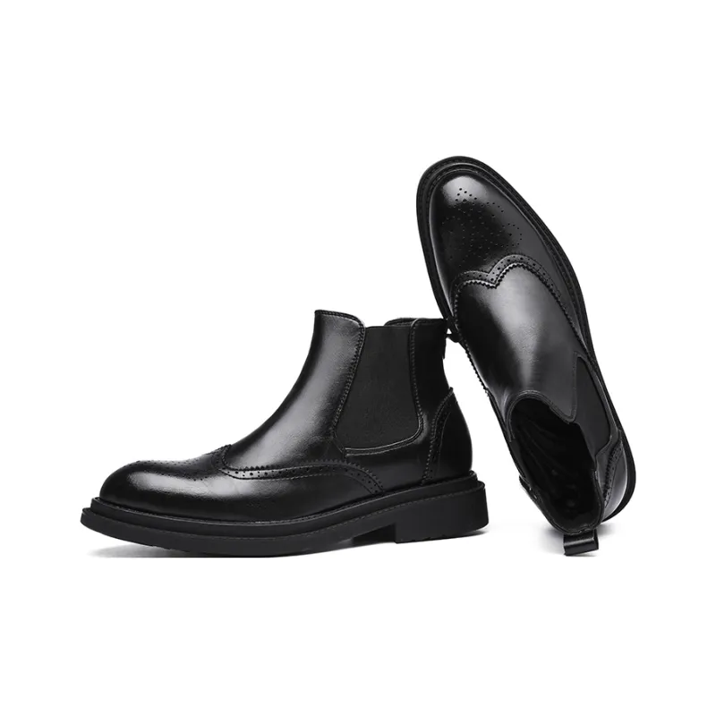 WEISHIBANGWEI Crew Chelsea Boots Men's Black-3