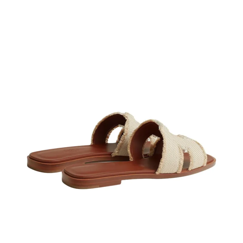 HERMES Oran Slide Slippers Women's Beige Brown-3