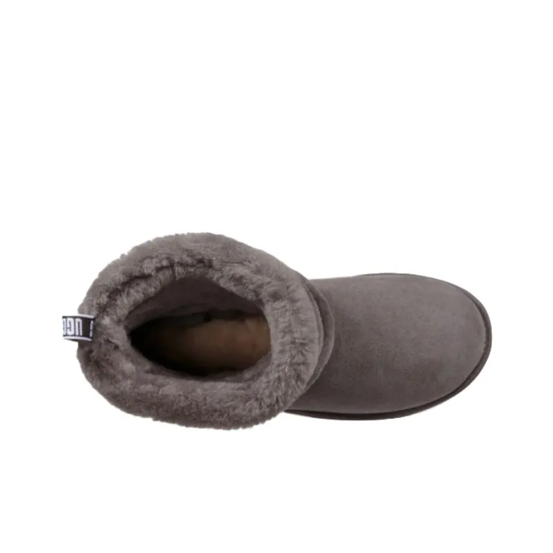 UGG Classic Mini Fluff Quilted Boot Fleece Lined Gray Brown Women's-4