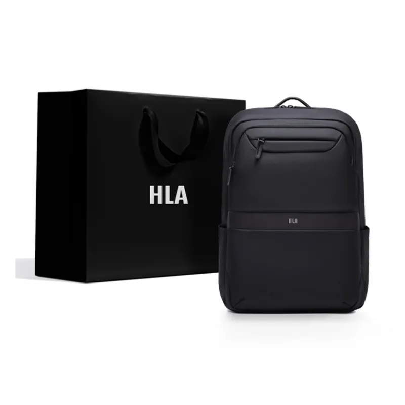 HLA Polyester Laptop Backpack Large Size Men's Black/Gray-10