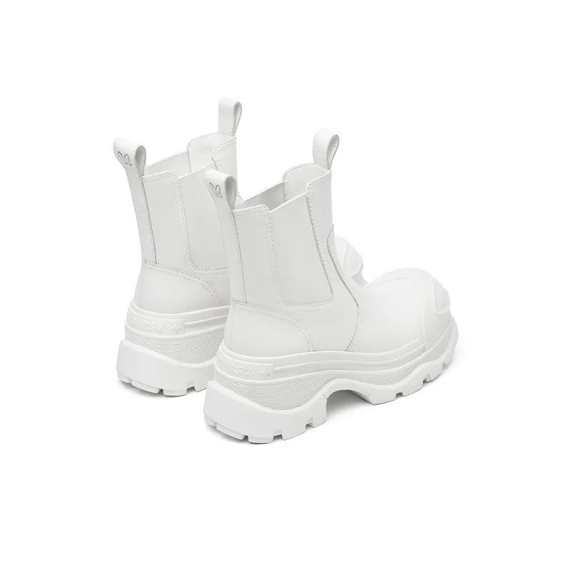 SUGARSU Phantom Butterfly Series Short Chelsea Boots 7.5cm Women's White-2