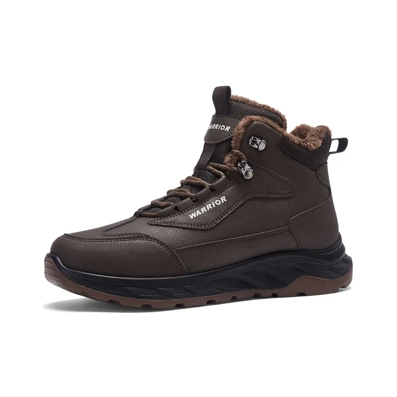 Warrior Warm Height Increasing Wear Resistant Slip Resistant Short Mid Calf Outdoor Boots Men's Brown-1
