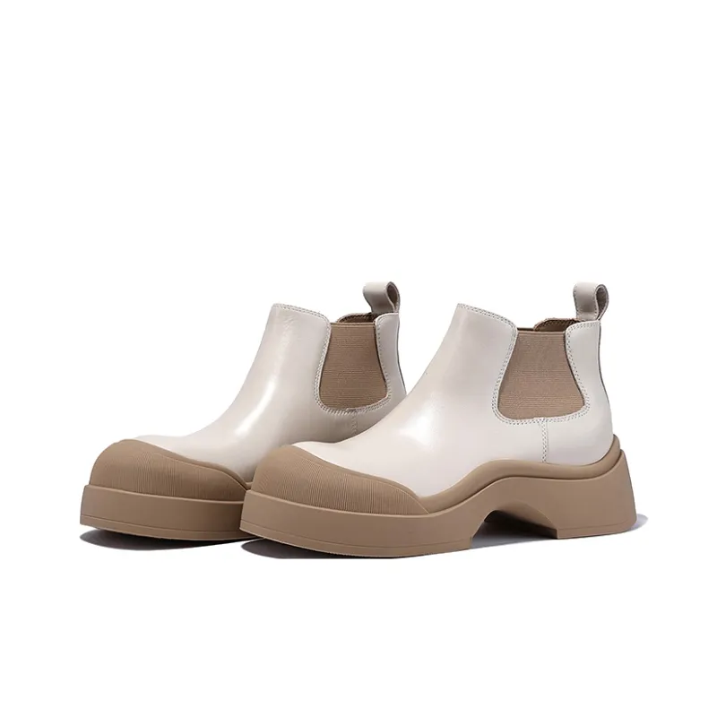 BELLALILY Short Chelsea Boots Women's Ecru-2