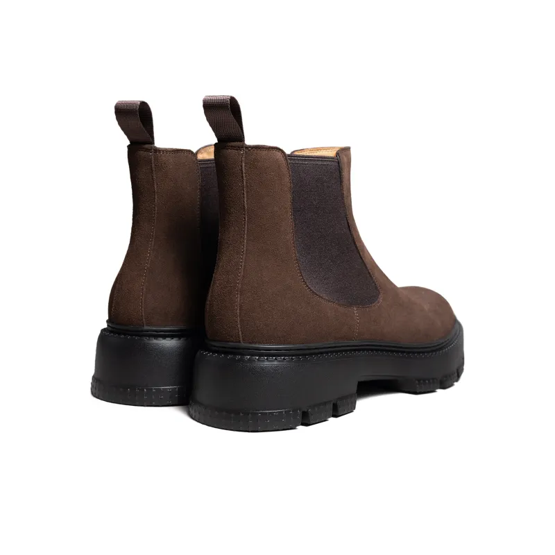 THOM WILLS British Vintage Casual Leather Boots Short Chelsea Boots Men's Coffee-3