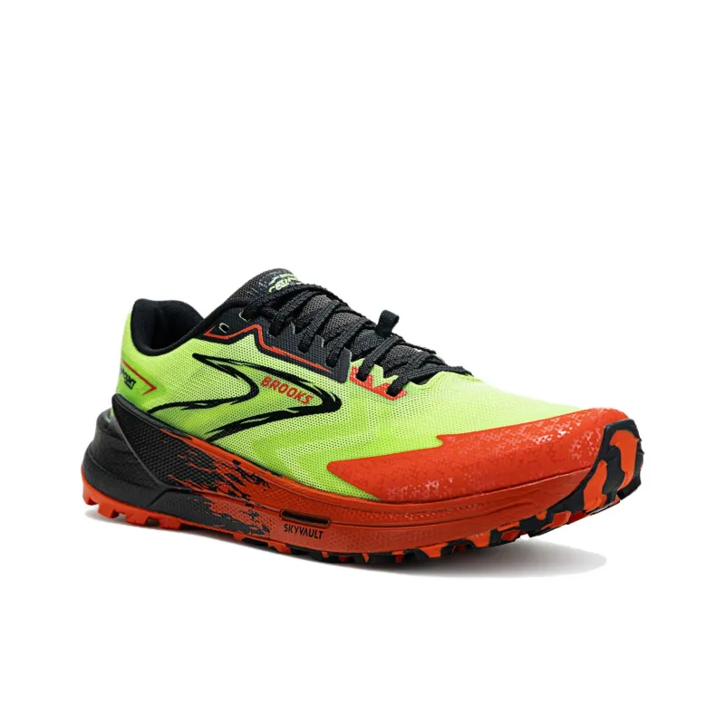 Brooks Anti Slip Wear Resistant Low Top Trail Running Running Shoes Men's Green Orange-2
