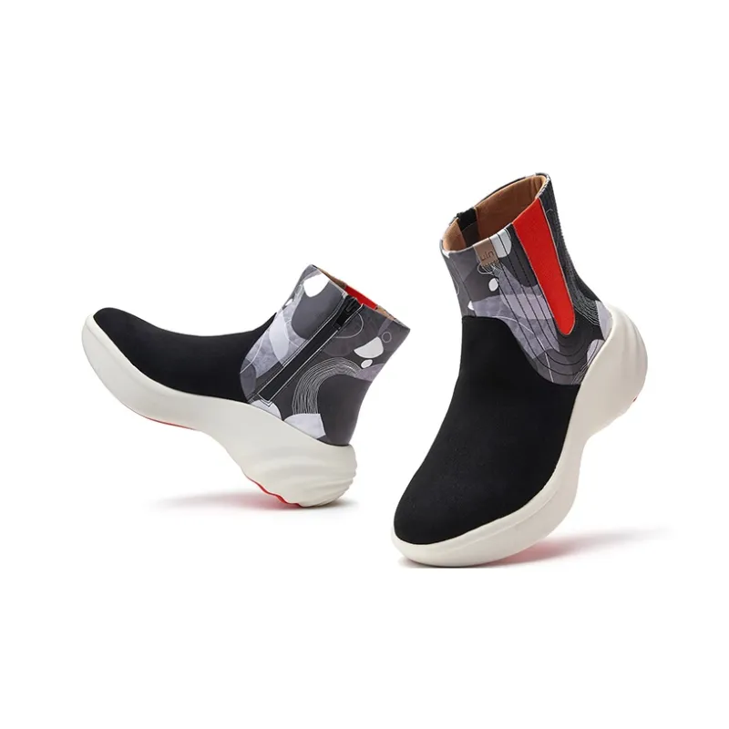 U.IN Painted Travel Shoes-Si Chuan 4 Artistic Collection Chelsea Boots Women's-8
