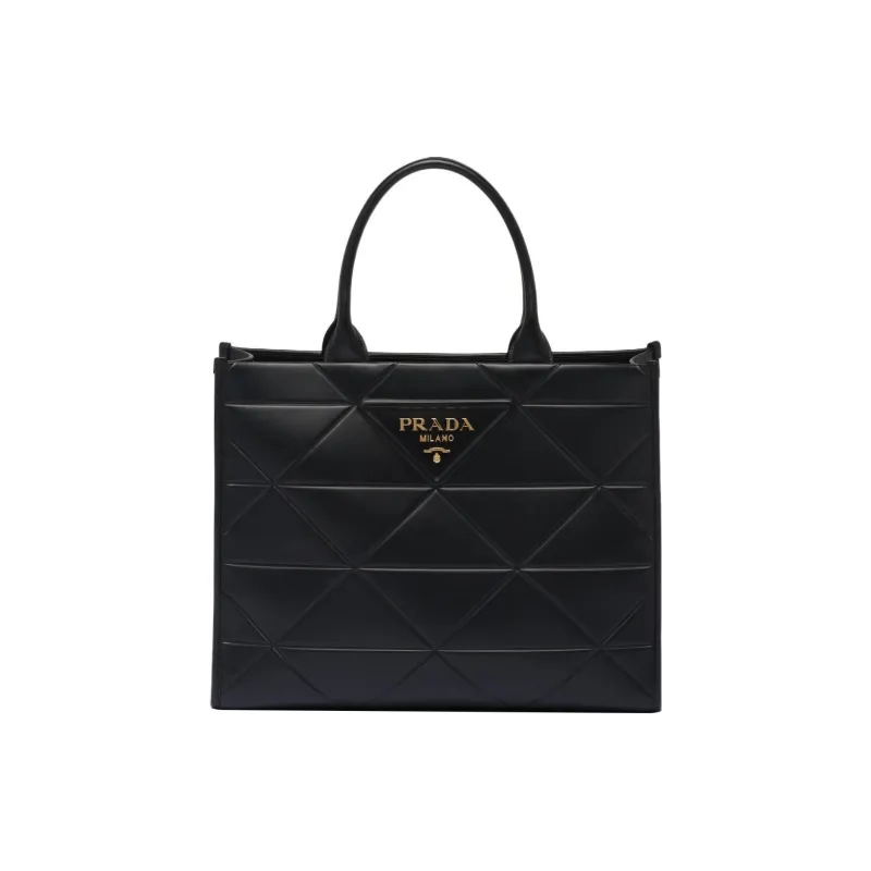 PRADA Leather Tote Bag Shopping Bag Handbag Large Size Women's Black-0