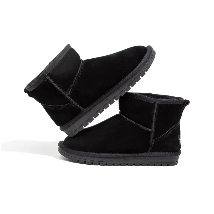 Feiyue Warm Water-Resistant Height Increasing Slip-Resistant Crew Snow Boots Women's Black-1