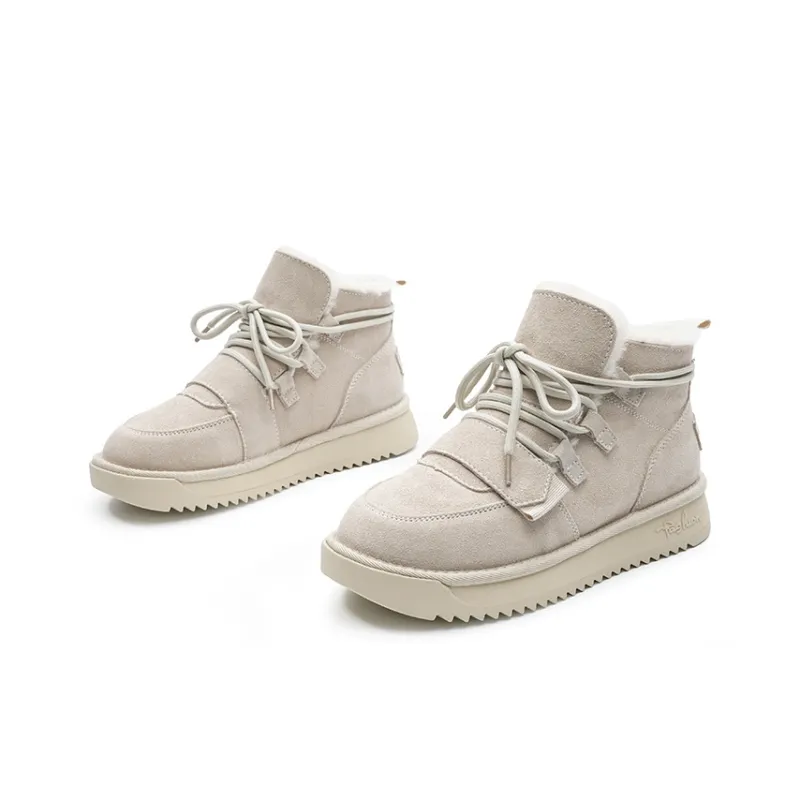 C°BANNER Short Snow Boots Women's Beige Gray-3
