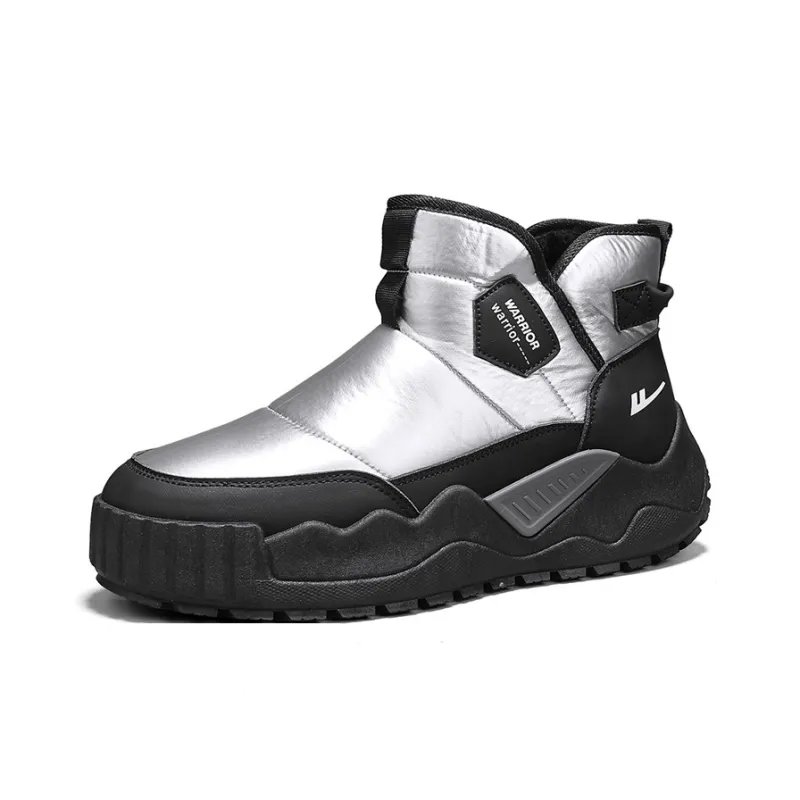 Warrior Thermal Slip Resistant Coverage Short Snow Boots Men's Silver Black-0