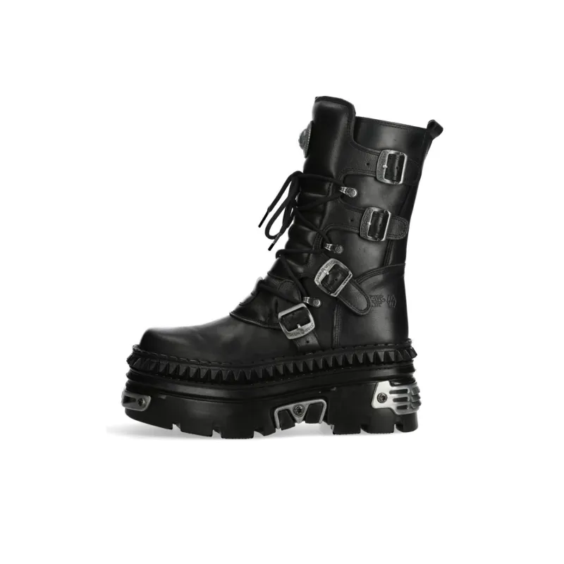 NEW ROCK Ankle Boots Unisex Black-0