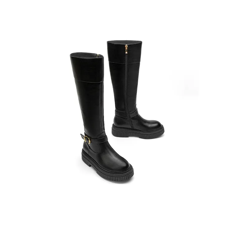 TOOMANYSHOES Knee high Boots Women's Black/Yellow-8