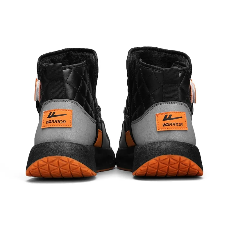 Warrior Thermal Abrasion Resistant Coverage Short Snow Boots Men's Black Gray Orange-3