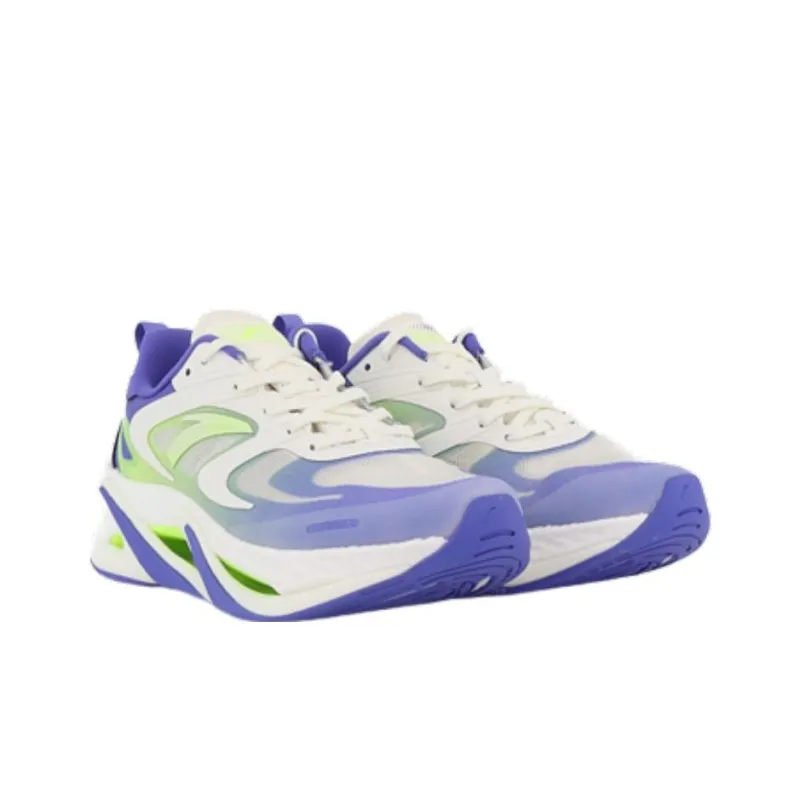 Anta Cushioned Slip-Resistant Abrasion-Resistant Low-Top Running Shoes Men's White Purple Green-3