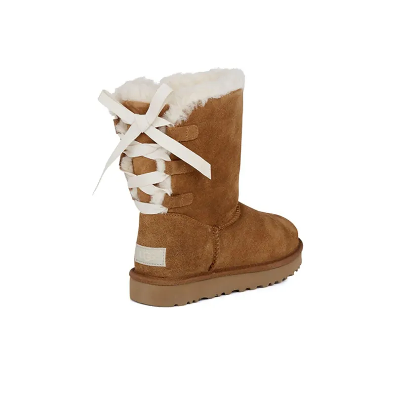 UGG Short Bow Stiefel Fleece Lined Brown Women's-3