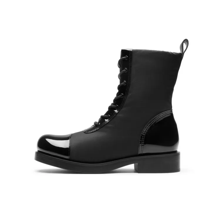 CHARLES&KEITH Martin Boots Women's Black Textured/Black/Pink White-3