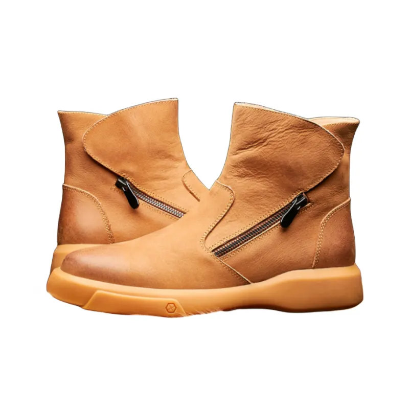 Brounvanm Ankle Boots Men Brown/Ginger Yellow/Khaki-4