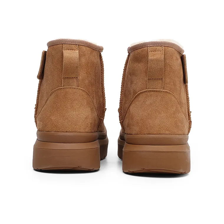 Angelmi Warm And Wear Resistant Short Snow Boots Unisex Camel-4