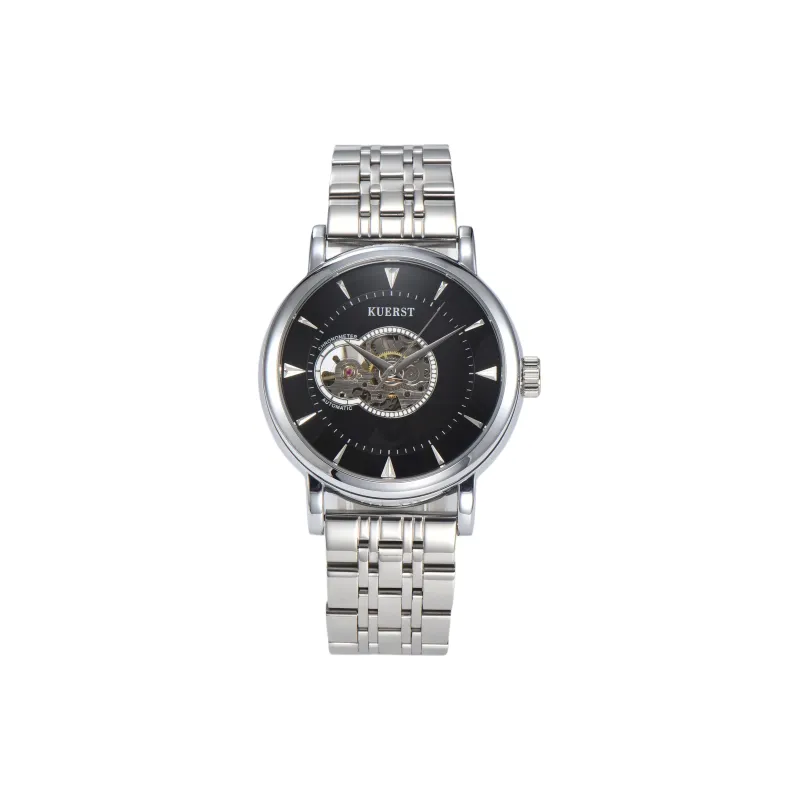 KUERST Automatic Mechanical Movement Steel Strap Watch Men's Watches Cut Out Dial-4
