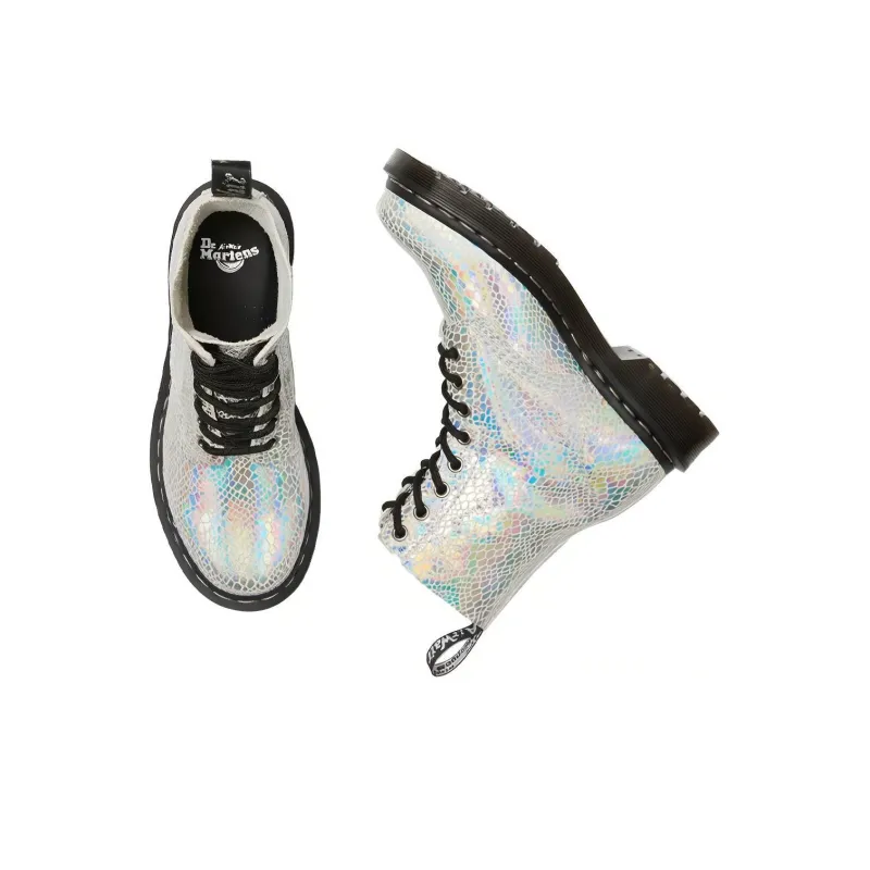Dr.Martens 1460 Pascal Snake Metallic Silver Snake Pattern Women's-2