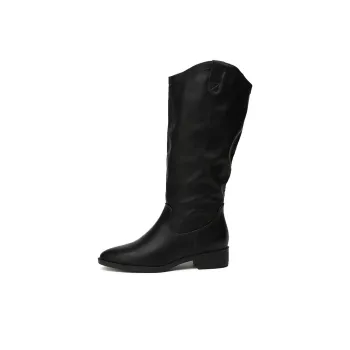 Jin Baichuan Knee-high Boots 3cm Women's Black Brown