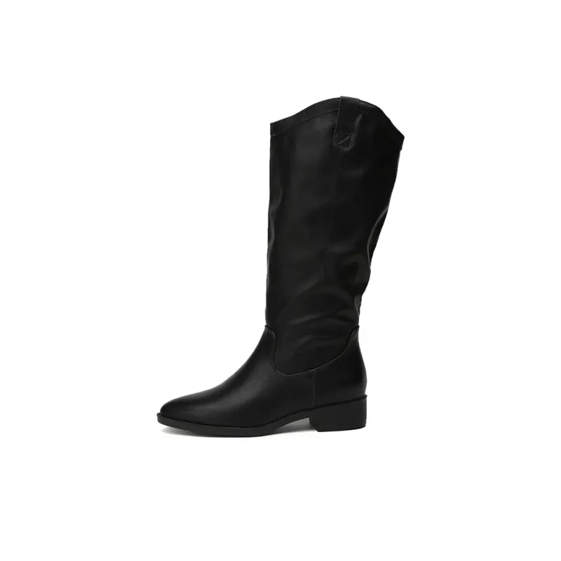 Jin Baichuan Knee-high Boots 3cm Women's Black Brown-0