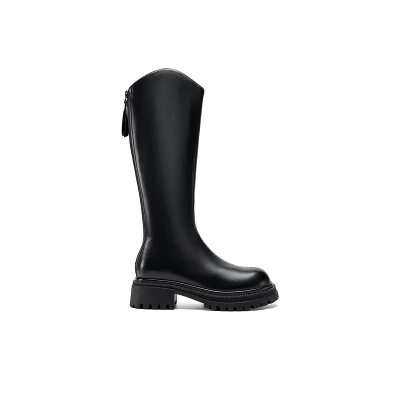 ZHR Knee high Boots Women's Black/Milk Tea/Brown-1