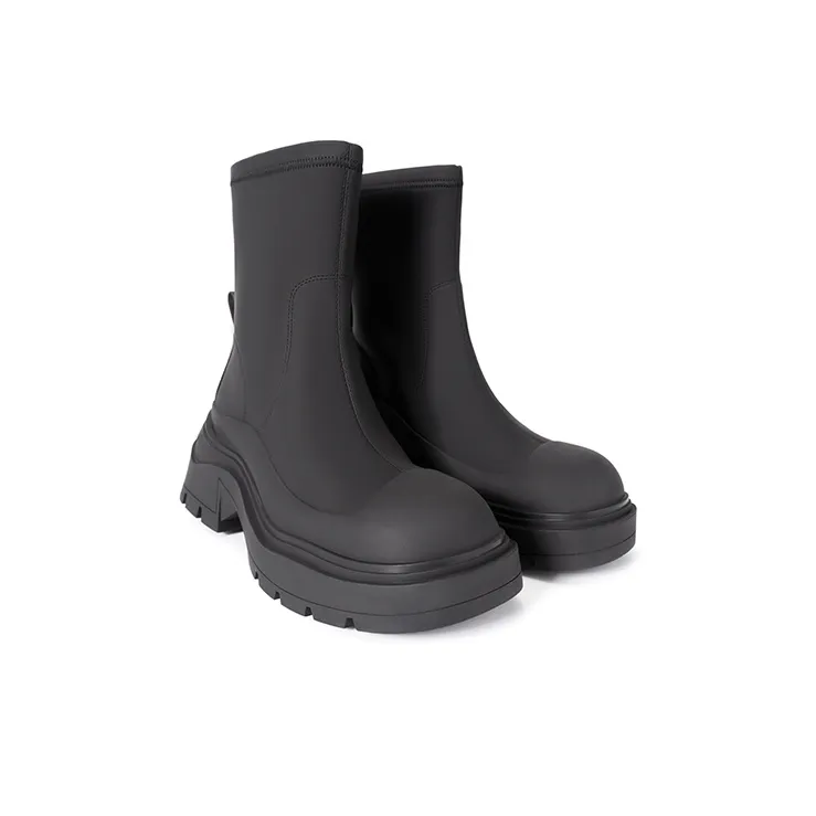 BREAD TREE Wild Whisper Ankle Boots 6cm High Heel Women's Cool Night Black-3