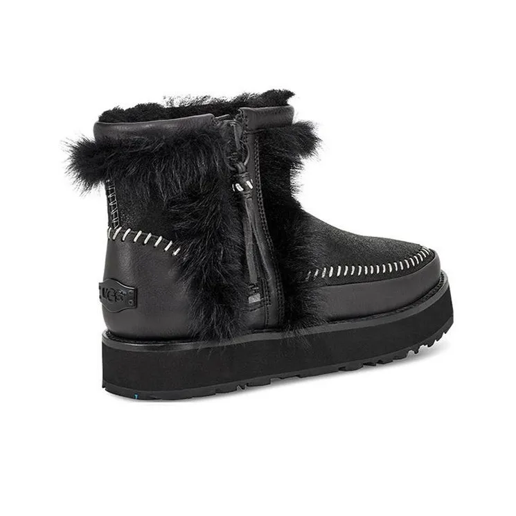 UGG Fluff Punk Boot Fleece Lined Black Women's-2