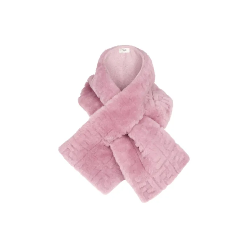 FENDI Pure Wool, Cashmere, Polyester Knit Scarves Unisex Purple Pink-0