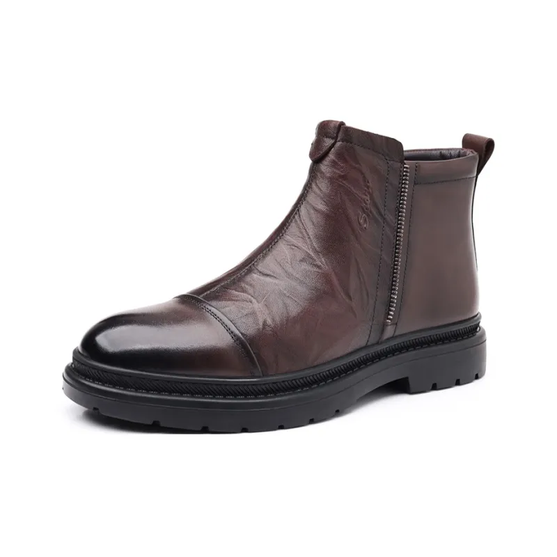 GZZ Ankle Boots Men Black/Brown-9