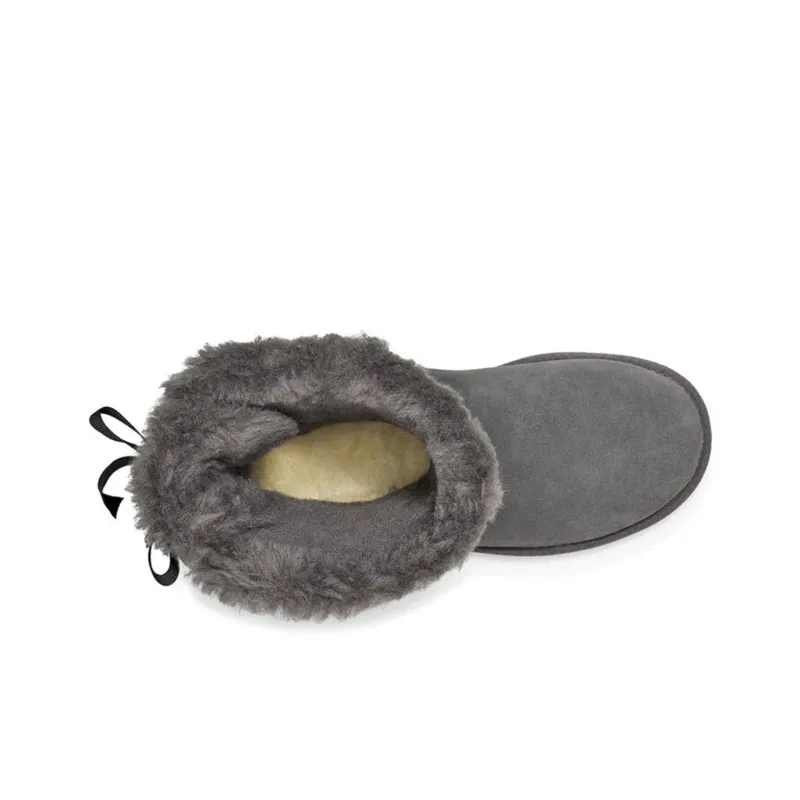 UGG Short Bow Stiefel Fleece Lined Gray Women's-4