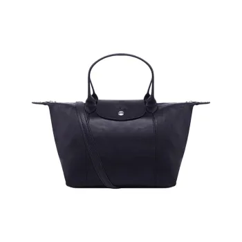 LONGCHAMP Le Pliage Cuir Lambskin Dumpling Bag One Shoulder Handbag Women's Black
