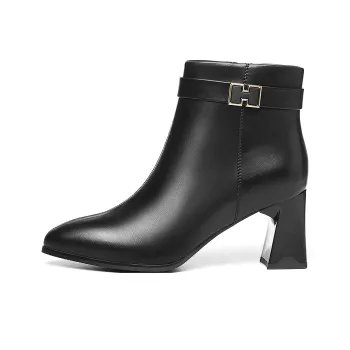 Golden Silk Rabbit Ankle Boots 6cm Women's