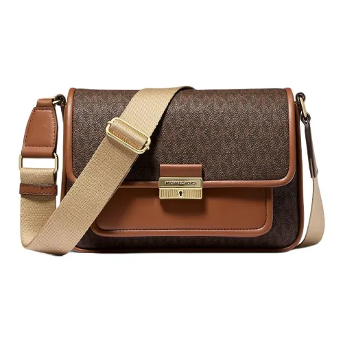MICHAEL KORS Bradshaw Coated Canvas Messenger Bag, Shoulder Bag, Crossbody Bag Medium Size Women's Dark Brown