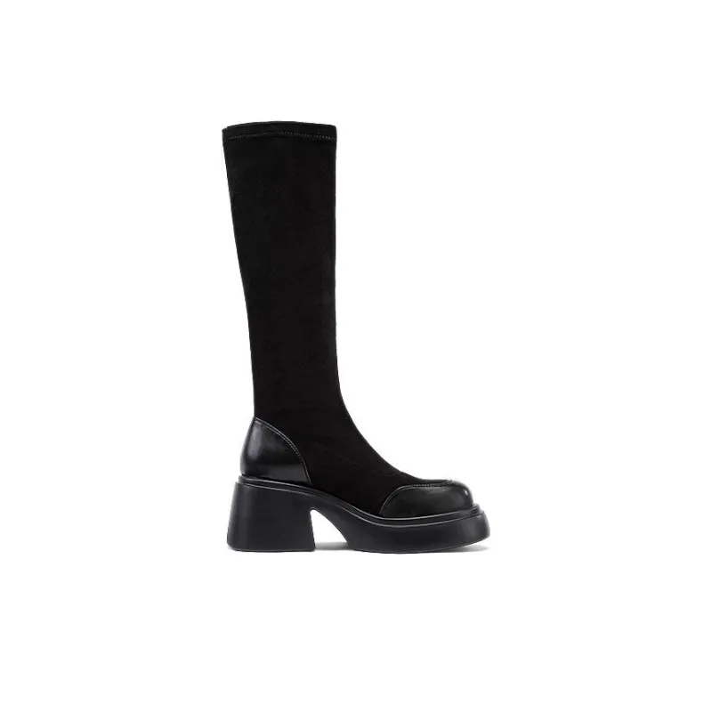 DAPHNE Knee high Boots 7cm Women's Black-1
