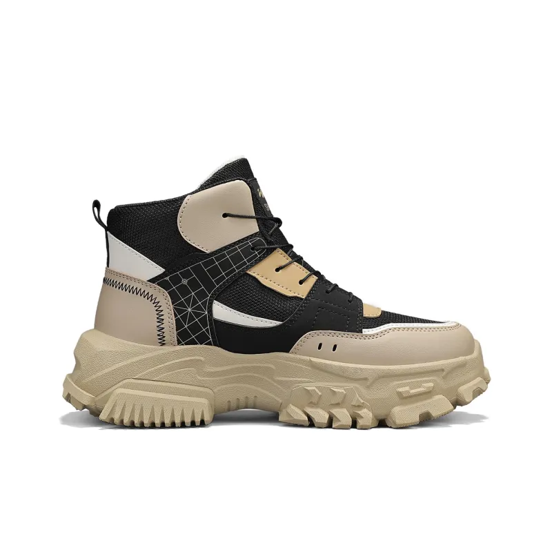 Binary Short Mid Calf Martin Boot Men's Black Khaki-1