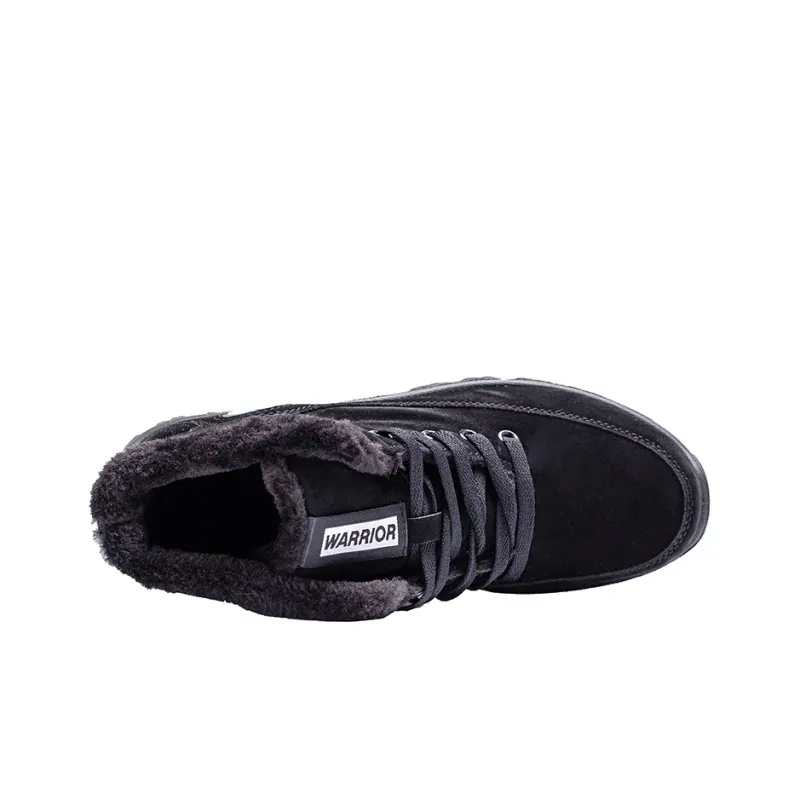 Warrior Warrior Thickened And Fleece Lined Padded Shoes Warm And Wear Resistant Short Outdoor Boots Men's Black-2